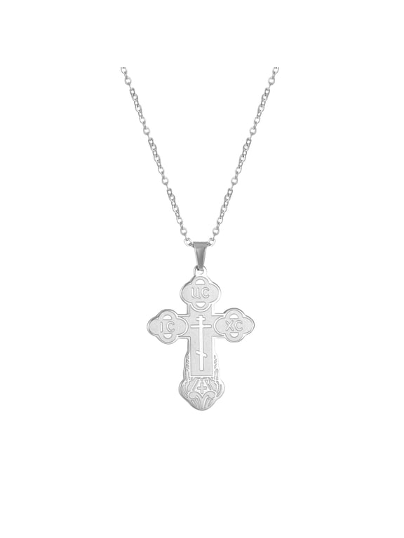 Cross Necklace Russian Orthodox Crucifix Eastern Church Necklace Religious Christian Prayer Jewelry for Men Women
