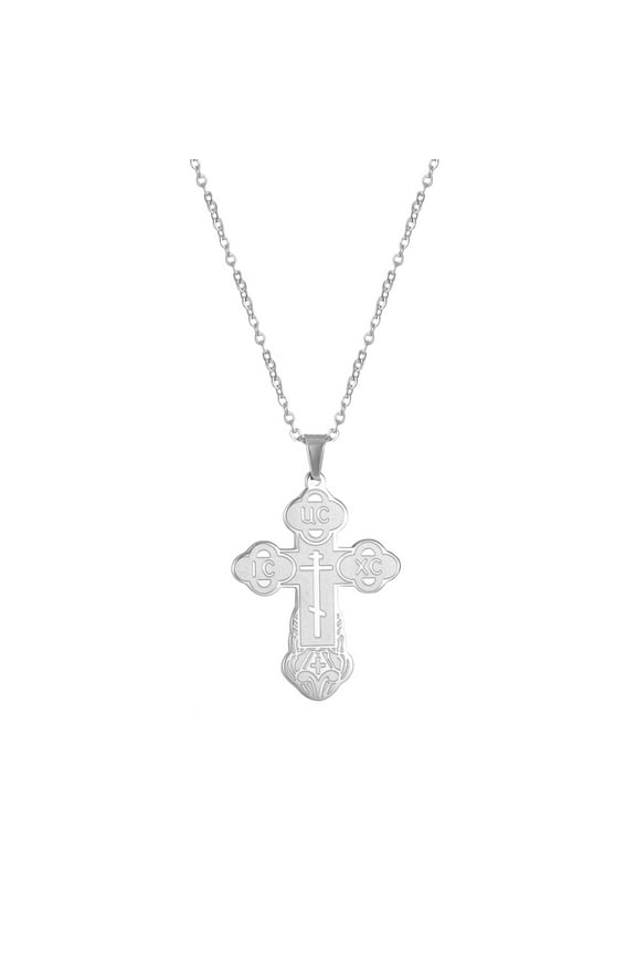 Cross Necklace Russian Orthodox Crucifix Eastern Church Necklace Religious Christian Prayer Jewelry for Men Women