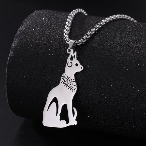 TEAMER Egyptian Goddess Cat Bastet Necklaces Men Women Ancient Egypt Animal Stainless Steel Gold Silver