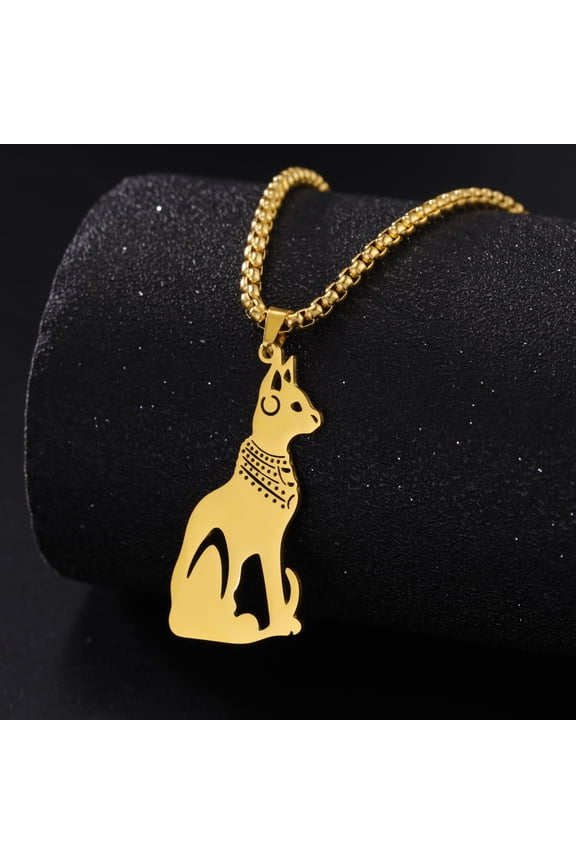 Egyptian Goddess Cat Bastet Necklaces Men Women Ancient Egypt Animal Stainless Steel Gold Silver