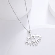 TEAMER Evil Eye Pendant Necklace Stainless Steel Lucjy Eye Amulet Protection Charm Minimalist Women Jewelry