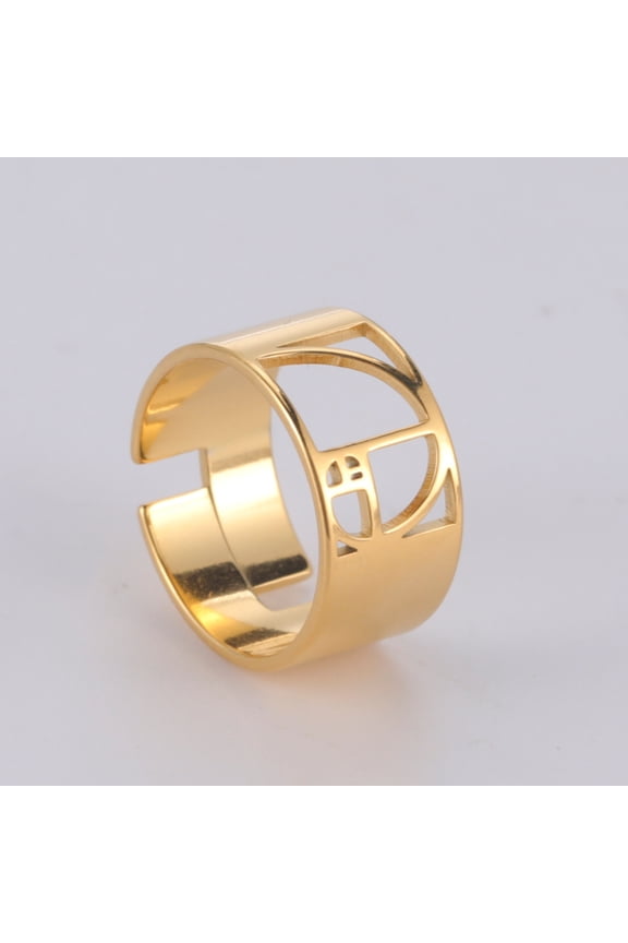 Fibonacci Spiral Golden Ratio Ring Sacred Geometry Math Jewelry Stainless Steel Adjustable Rings Gold