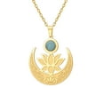 thumbnail image 1 of TEAMER Gold Lotus Flower Necklace Crescent Moon Turquoise Stainless Steel for Women Amulet, 1 of 8