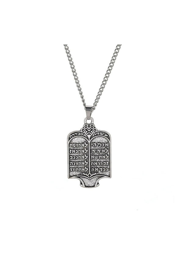 Jewish Torah Scroll Ten Commandments Hebrew Pendant Necklace Bible Witchy Charms