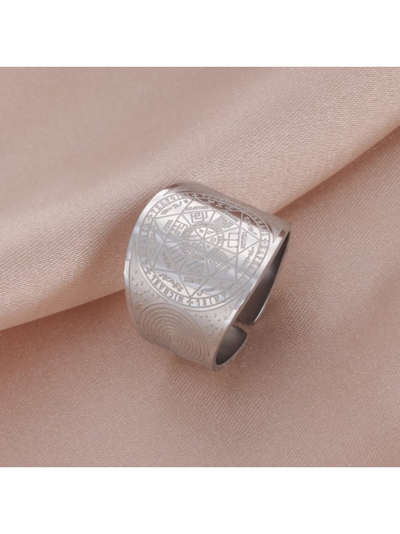 Seven Archangels Ring Witchcraft Pentagram Stainless Steel Rings Vintage Jewelry For Women Men