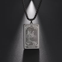 TEAMER Skeleton Tarot Card Necklace Stainless Steel Amulet Marigold Tarot Card Major Arcana Necklaces for Women Men