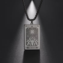 TEAMER Skeleton Tarot Card Necklace Stainless Steel Amulet Marigold Tarot Card Major Arcana Necklaces for Women Men