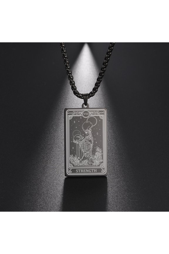 Skeleton Tarot Card Necklace Stainless Steel Amulet Marigold Tarot Card Major Arcana Necklaces for Women Men