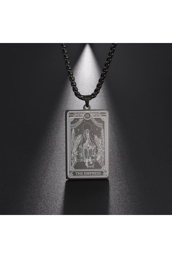 Skeleton Tarot Card Necklace Stainless Steel Amulet Marigold Tarot Card Major Arcana Necklaces for Women Men