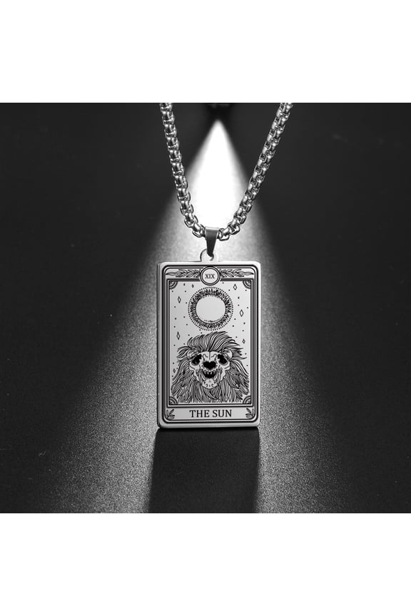 Skeleton Tarot Card Necklace Stainless Steel Amulet Marigold Tarot Card Major Arcana Necklaces for Women Men