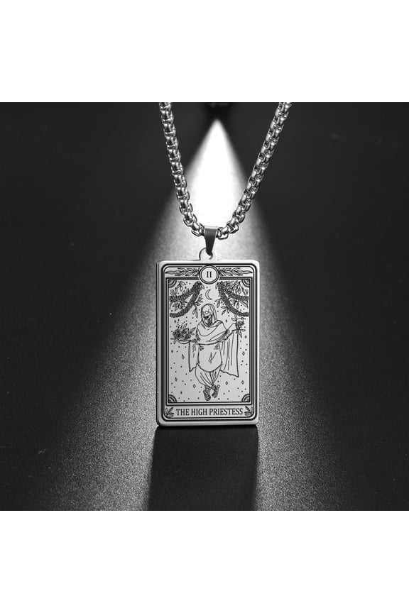 Skeleton Tarot Card Necklace Stainless Steel Amulet Marigold Tarot Card Major Arcana Necklaces for Women Men