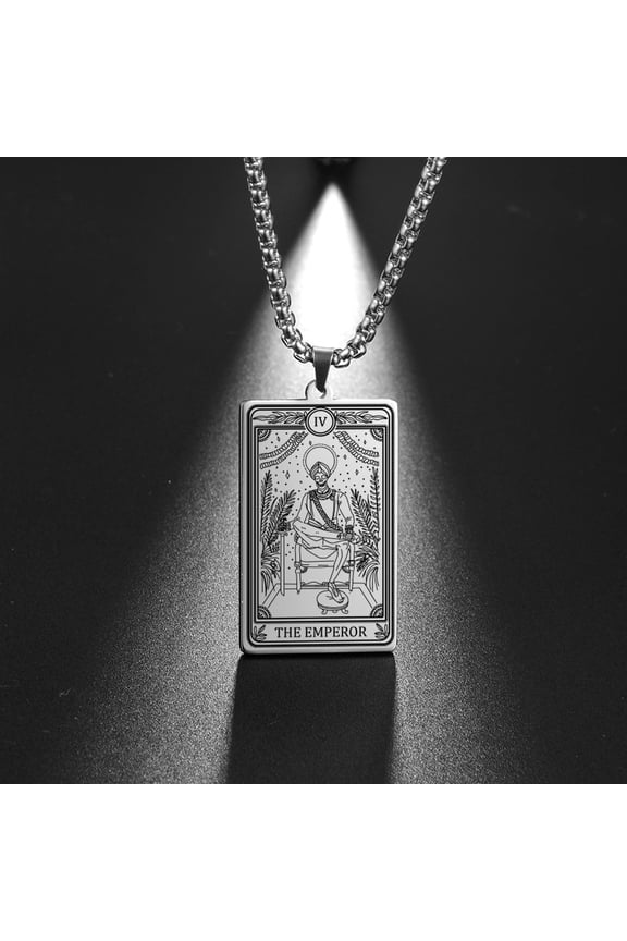 Skeleton Tarot Card Necklace Stainless Steel Amulet Marigold Tarot Card Major Arcana Necklaces for Women Men