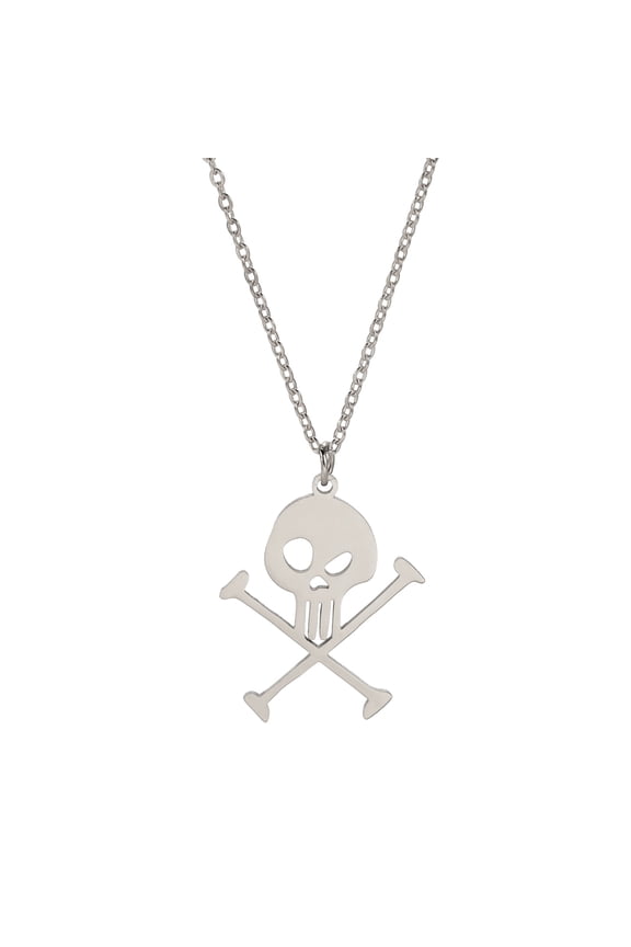 Skull Cross Necklace for Women Men Stainless Steel Retro Punk Crossbones Pendant Necklaces