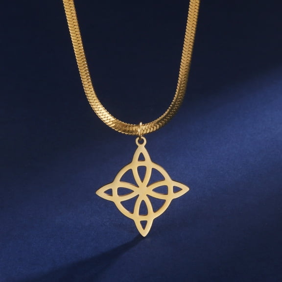 TEAMER Snake Chain Stainless Steel Necklace for Women Men Witch Knot Pendant Necklace Amulet Jewelry Gift