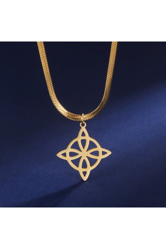 Snake Chain Stainless Steel Necklace for Women Men Witch Knot Pendant Necklace Amulet Jewelry Gift