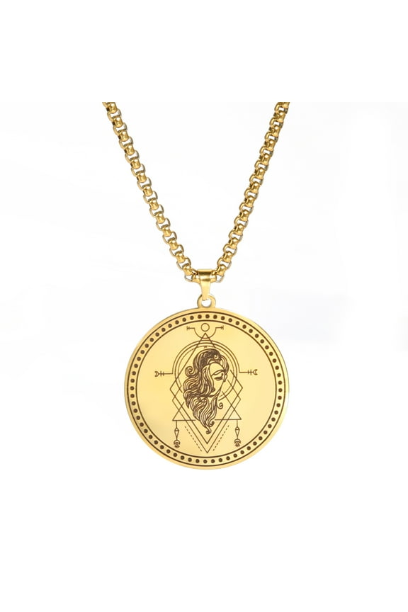 Stainless Steel 12 Constellation Necklace Men Capricorn Libra Aries Leo Virgo Taurus Horoscope Zodiac Necklaces (Gold-Virgo)