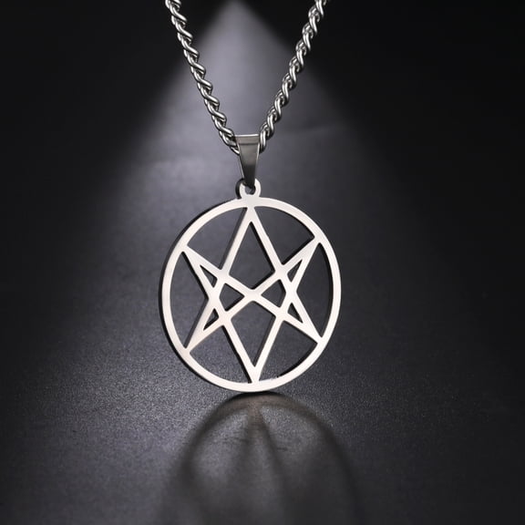 TEAMER Stainless Steel 6 Pointed Star Pendant Necklace Magic Hexagram Spiritual Amulet Symbol Necklace Jewelry for Men