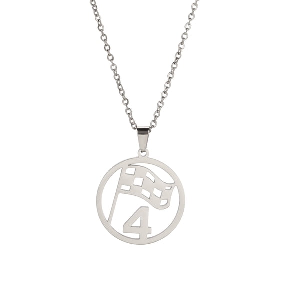 TEAMER Stainless Steel Flag Pendant Necklaces Figure 4 Long Necklaces For Women Men Trendy Chian Jewelry Gift
