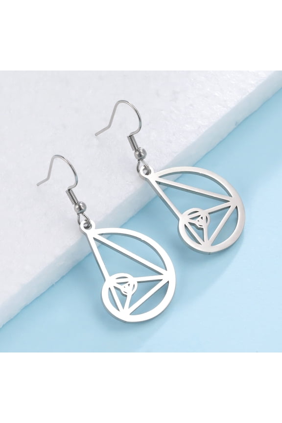 Stainless Steel Screw Triangle Earrings Fibonacci Silver Ratio Drop Earrings For Women Sacred Geometry Math Gift