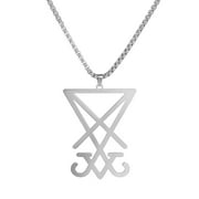 TEAMER Stainless Steel Sigil of Lucifer Pentagram Pentacle Necklace