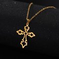 thumbnail image 1 of TEAMER Stainless Steel Women Men's Cut Out Hollow Cross Pendant Necklace Gold Steel Jewelry, 1 of 5