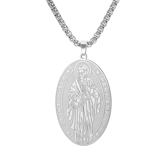 TEAMER Steel Saint Peter Pary For Us Pendant Necklace Stainless Steel Christ Amulet Jewelry