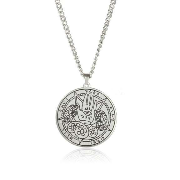 TEAMER The Evil Eye with Hamsa Hand Pendant Necklace Snake Rune Amulet Talisman Stainless Steel Jewelry