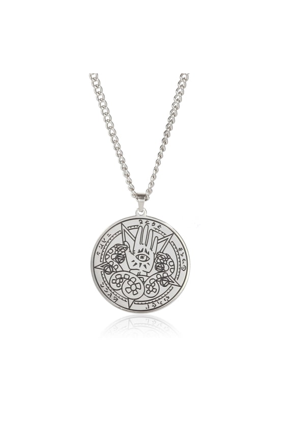The Evil Eye with Hamsa Hand Pendant Necklace Snake Rune Amulet Talisman Stainless Steel Jewelry