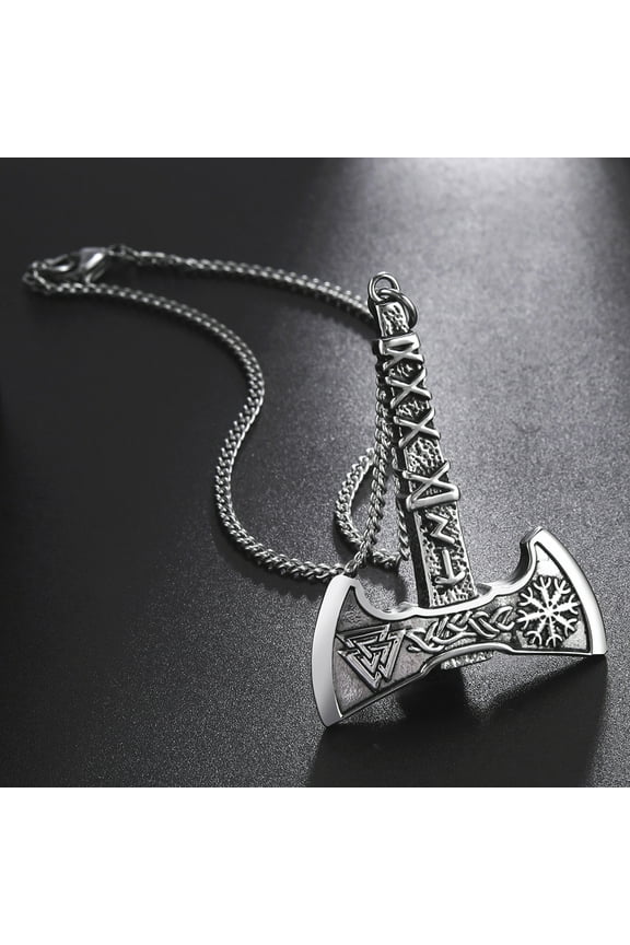 Vegvisir Norse Compass Talisman Rearview Mirror Pendant Valknut Knot Axe Stainless Steel Keychain Amulet Jewelry