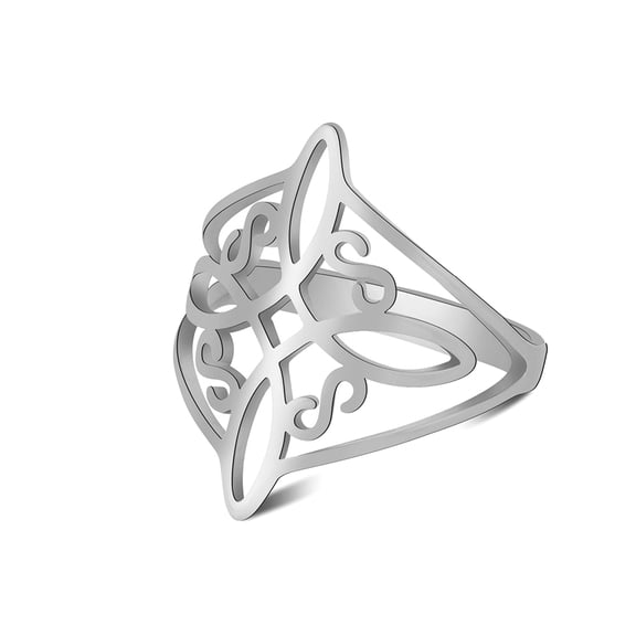 TEAMER Witches Knot Ring Stainless Steel Witchcraft Celtic Amulet Ring Geometric Celtic Knot Ring Vintage Jewelry For Women