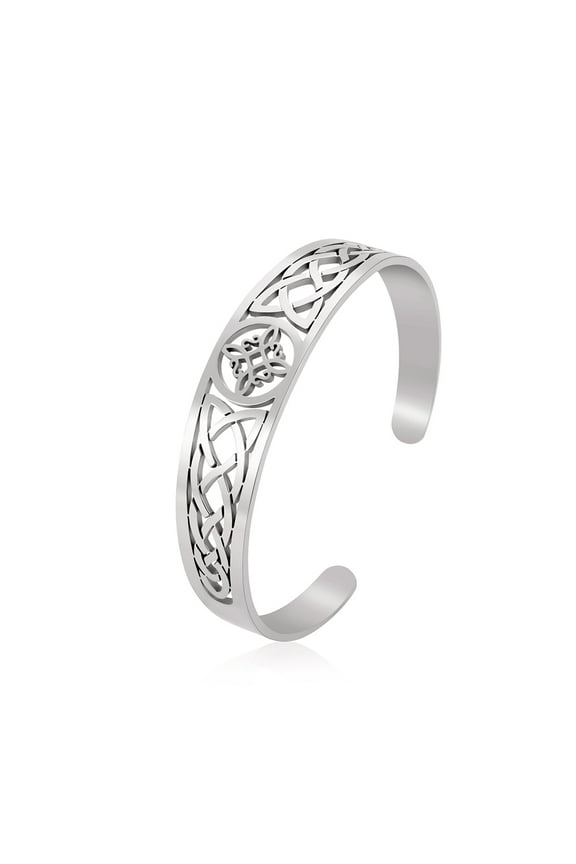 Women's Men's Witch Knot Bracelet Adjustable Stainless Steel Bracelet with Open Celtic Design