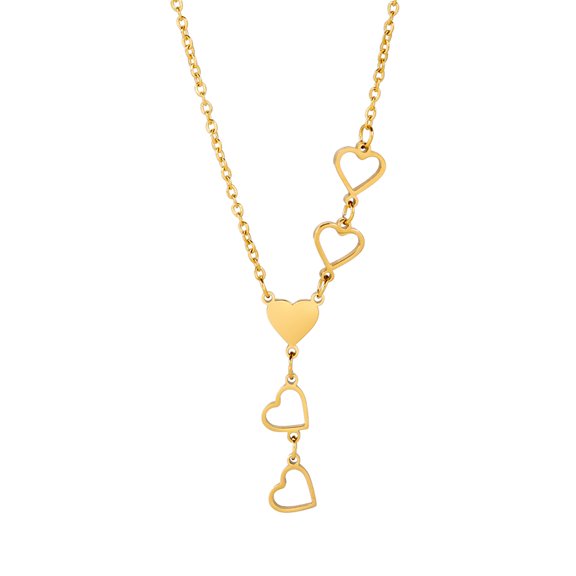 TEAMER Womens Stainless Steel Hollow Heart Pendant Necklace Silver Or Gold