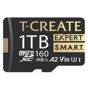 TEAMGROUP 1TB T-Create Expert S.M.A.R.T Monitored A2 microSDXC UHSI-I/U3 V30 4K High speed memory card with adapter, Compatible with GoPro, Insta360, Speed up to 160MB/s TTCS1TIA2V3003