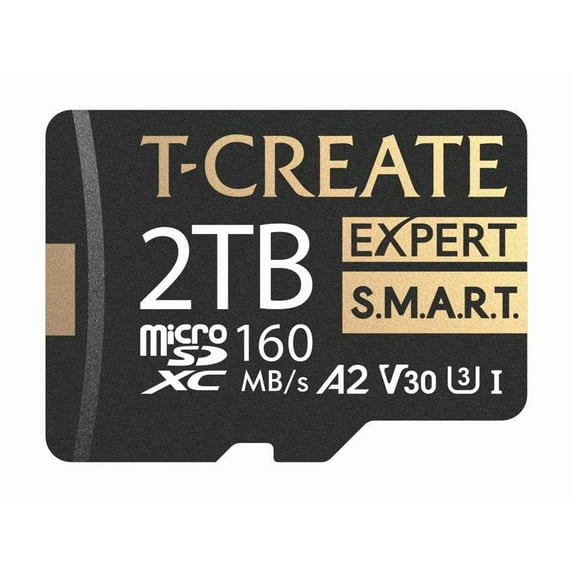TEAMGROUP 2TB T-Create Expert S.M.A.R.T Monitored A2 microSDXC UHSI-I/U3 V30 4K High speed memory card with adapter, Compatible with GoPro, Insta360, Speed up to 170MB/s (TTCS2TIA2V3003)