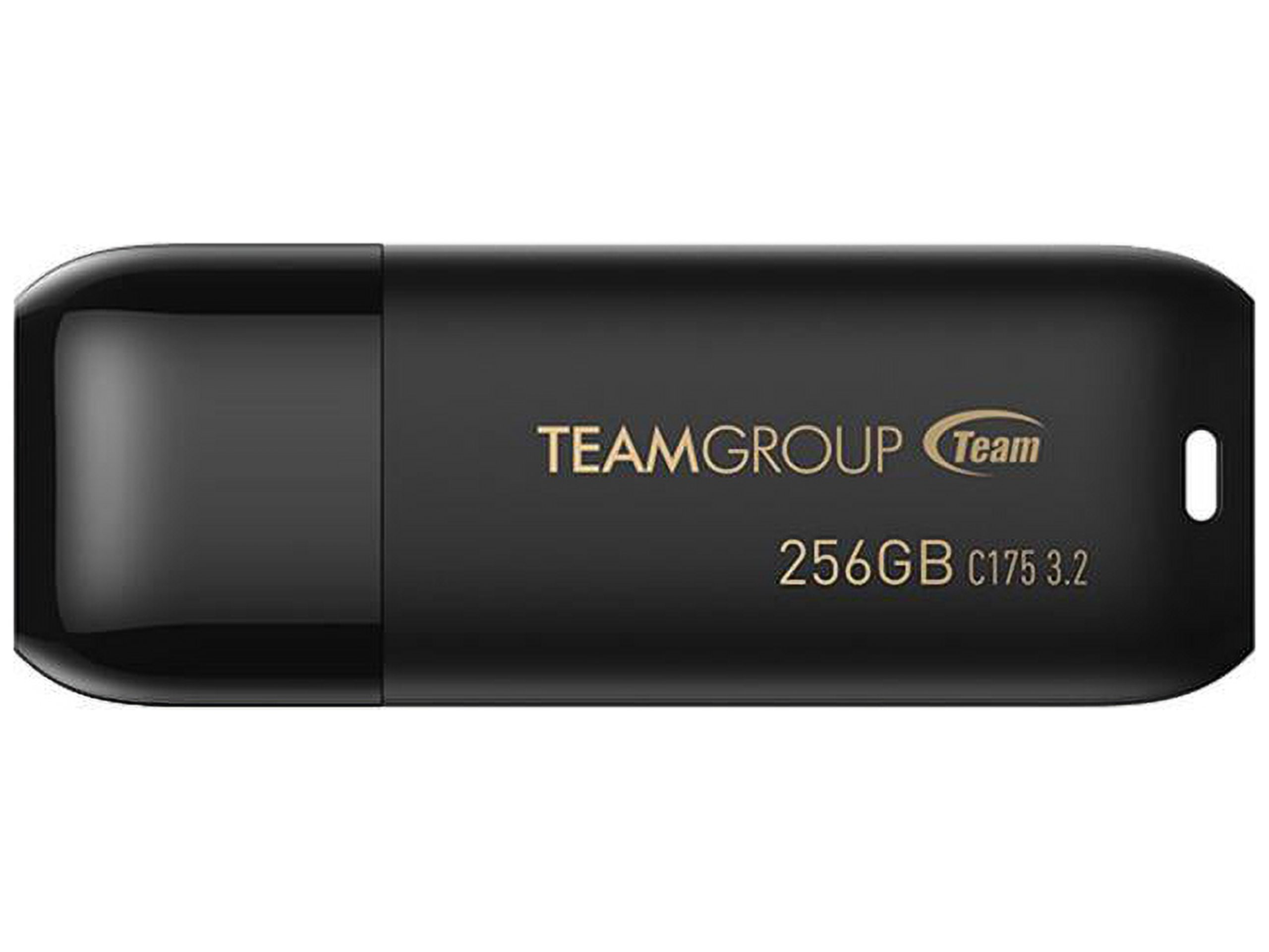 TEAMGROUP C175 256GB USB 3.2 Gen 1 Flash Drive Rounded Streamlined Unibody Design Black Pearl Seamless Construction Matte and Glossy Finish, Speed Up to 100MB/s (TC1753256GB01)