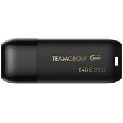 TEAMGROUP C175 64GB USB 3.2 Gen 1 Flash Drive Rounded Streamlined Unibody Design Black Pearl Seamless Construction Matte and Glossy Finish, Speed Up to 100MB/s TC175364GB01