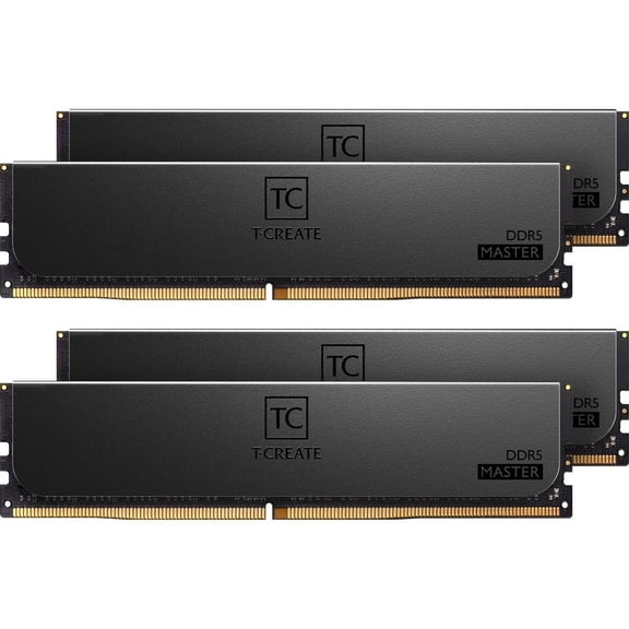 TEAMGROUP T-Create Master Overclocking DDR5 R-DIMM 64GB Kit (4 x 16GB) 6400MHz (PC5-51200) CL32 Hynix A-DIE Workstation Memory Module Ram Black - CTCMD564G6400HC32AQC01
