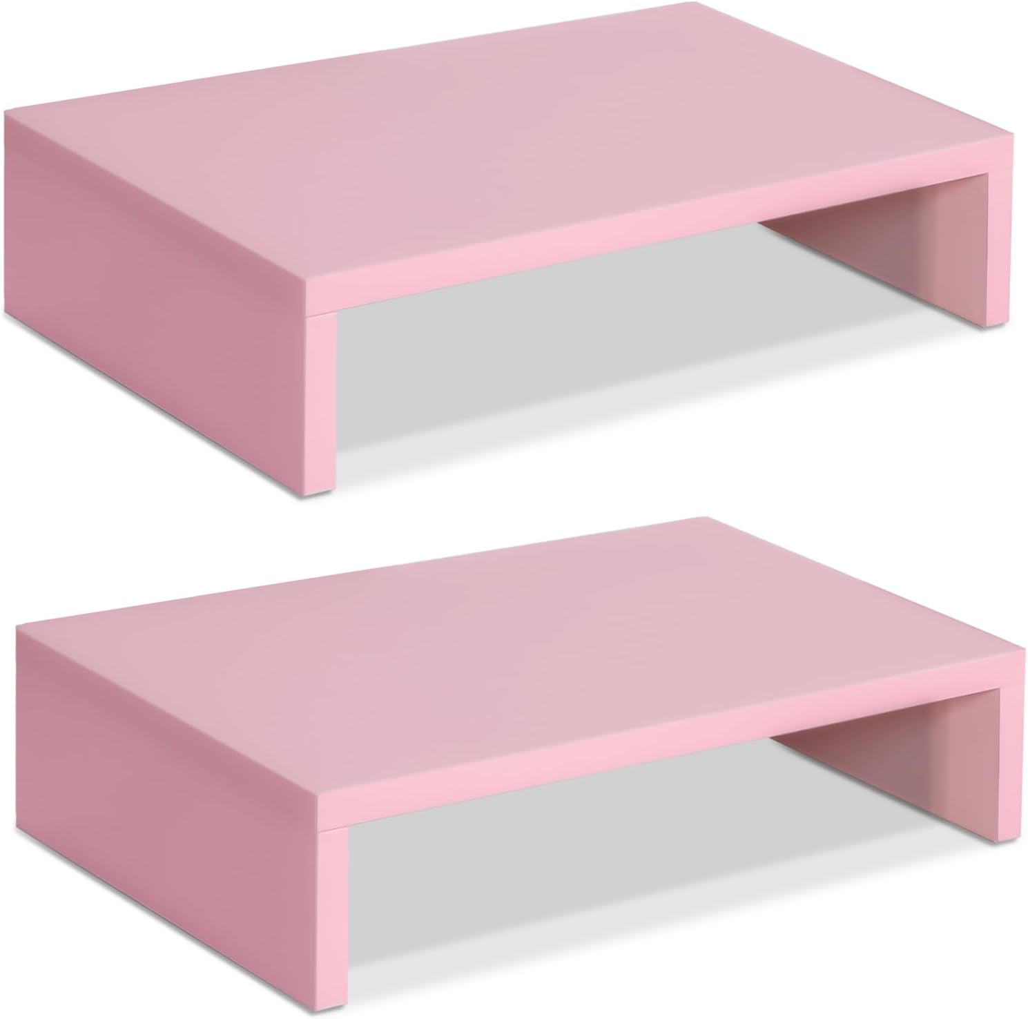 Pink MDF Adjustable Dual Monitor Stand Riser Set