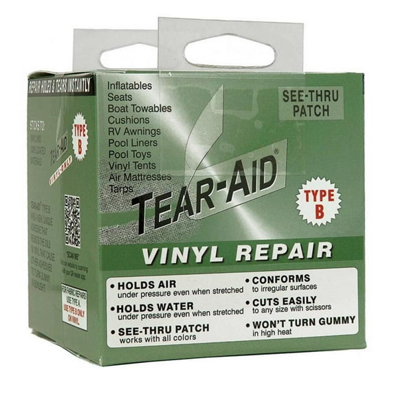 TEAR-AID Durable Vinyl Boat Repair Patch Kit with 3" x 12" Patch, Warm Green