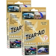 TEAR-AID Fabric Repair Kit, Type A Clear Patch for Canvas, Fiberglass, Leather, Polyester, Nylon & More, Gold Box, 2 Pack
