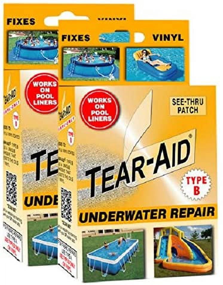 TEARAID Underwater Repair Kit, Type B Clear Patch for Vinyl and Vinyl
