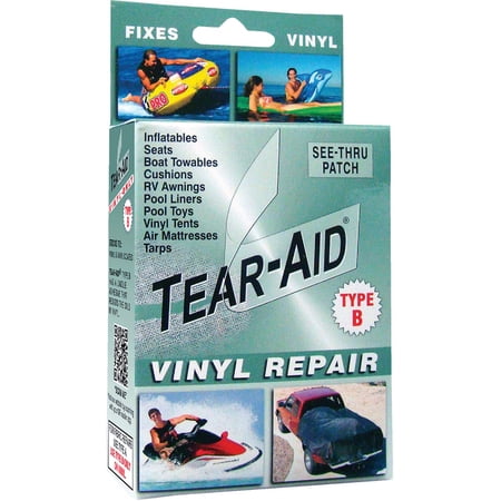 Tear-Aid Vinyl Repair Kit Type B - Clear Patch for Vinyl - 2 Pack, Green Box