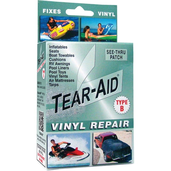TEAR-AID Vinyl Repair Patch Kit Type B - Clear, Easy Installation - 1 Pack, 3 in x 5 Ft