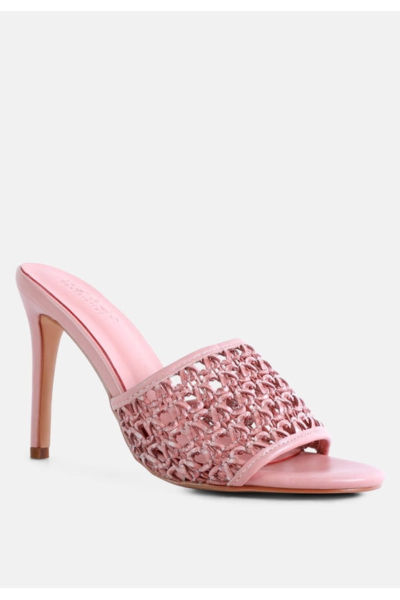 TEASE Pink Woven Stiletto Slides
