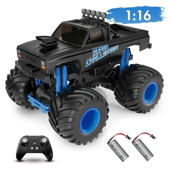 TEAYINGDE 1:16 RC Cars for Boys - All Terrain Remote Control Car with 2 Batteries for 60 Minutes Playtime - RC Drift Car for Boys and Girls (Blue)
