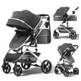 thumbnail image 1 of babyeap 2 in 1 Baby Stroller,Foldable Lightweight Carriage Reversible Bassinet Pram for Toddler,Travel Stroller with with Cup Holder、Storage Bag,Gray, 1 of 10