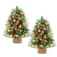 thumbnail image 1 of Yexmas 2PCS Pre-lit Artificial Mini Christmas Tree,24 Inch Small Tabletop Xmas Tree for Indoor Outdoor Christmas Decor, 1 of 8