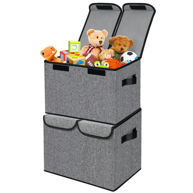 TEAYINGDE 2PCS Large Toy Box Chest Storage Organizer with Lid
