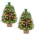 thumbnail image 1 of Yexmas 2PCS Pre-lit Artificial Mini Christmas Tree,24 Inch Small Tabletop Xmas Tree for Indoor Outdoor Christmas Decor, 1 of 8