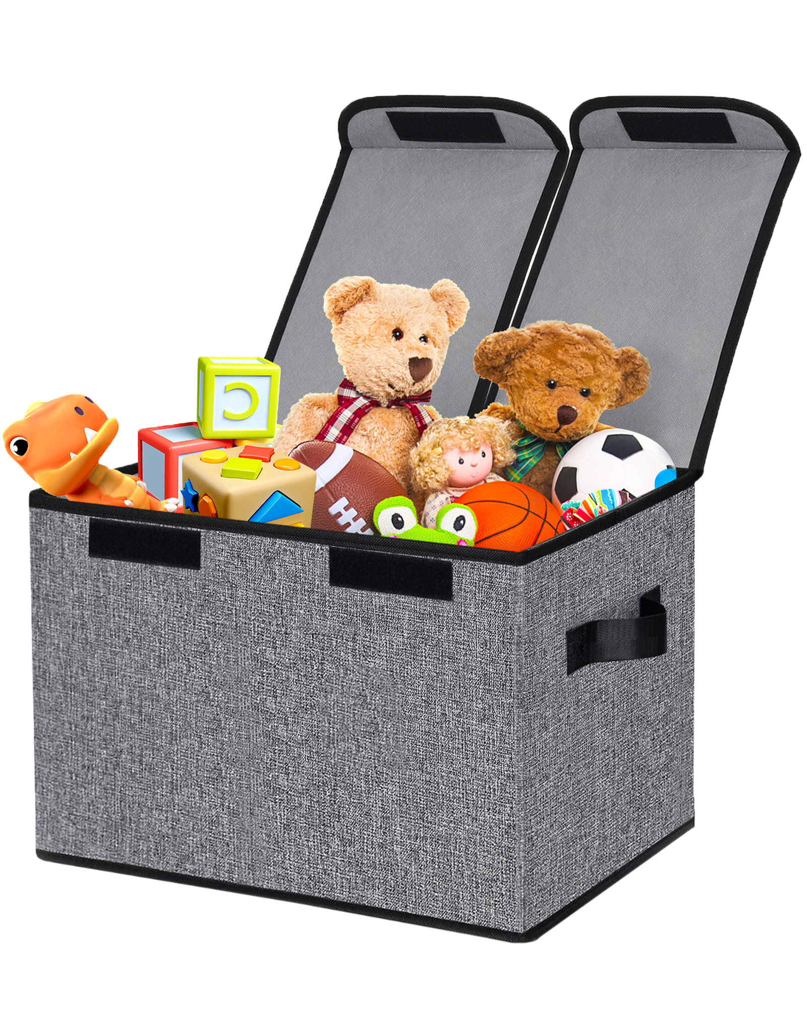 TEAYINGDE 91L Large Toy Box Chest Storage Organizer with Lid, Collapsible Kids Toys Boxes Basket Bins with Sturdy Handles for Boys and Girls, Nursery, Playroom (Gray) - image 1 of 8